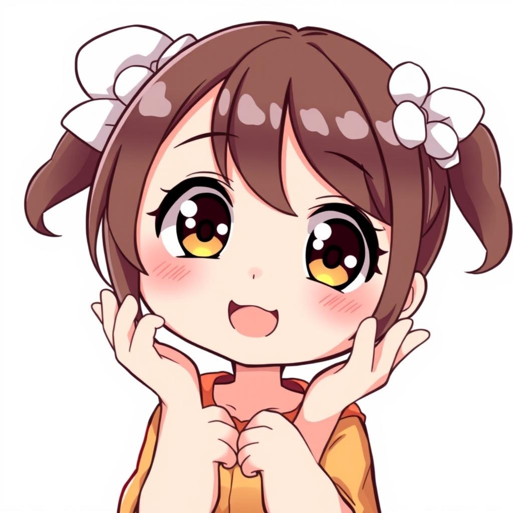 A cute and adorable anime-style illustration of a young girl with big, expressive eyes full of innocence and joy