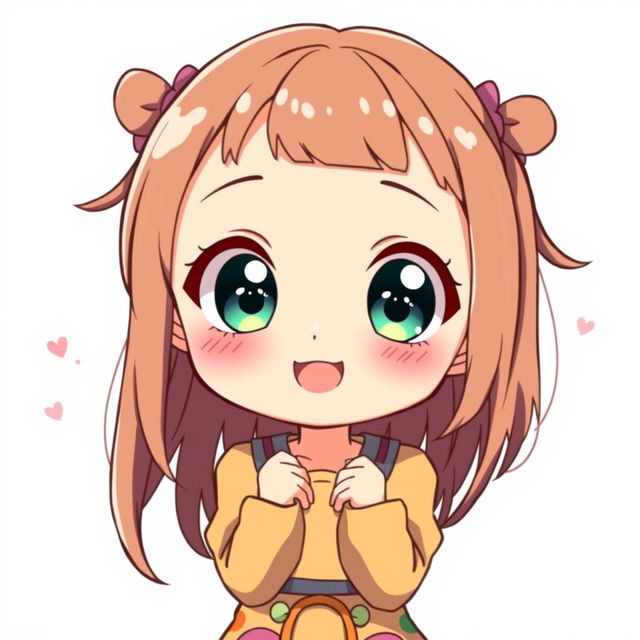 A cute and adorable anime-style illustration of a young girl with big, expressive eyes full of innocence and joy