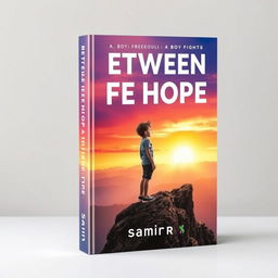 A captivating book cover design for "Between Life and Hope: A Boy Fights" by Samir