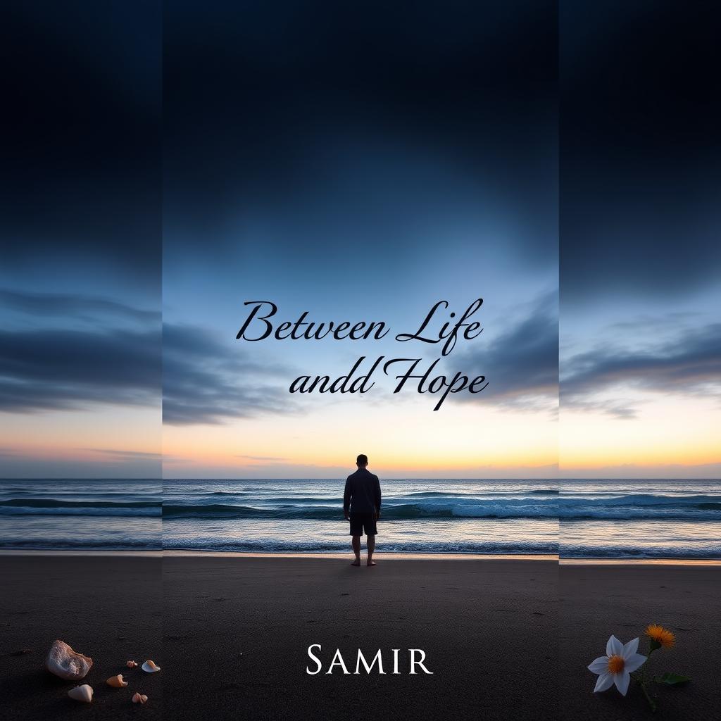 A sad and evocative book cover for 'Between Life and Hope' by Samir