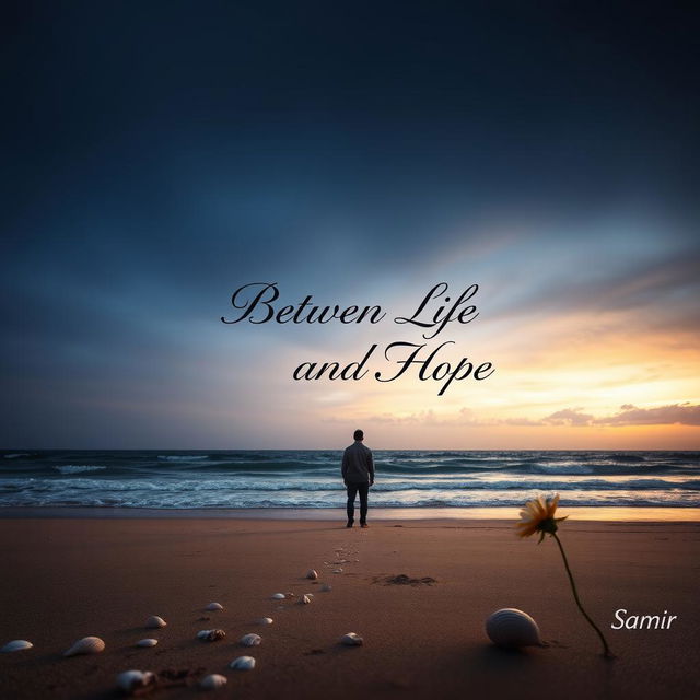 A sad and evocative book cover for 'Between Life and Hope' by Samir