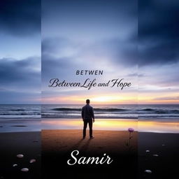 A sad and evocative book cover for 'Between Life and Hope' by Samir