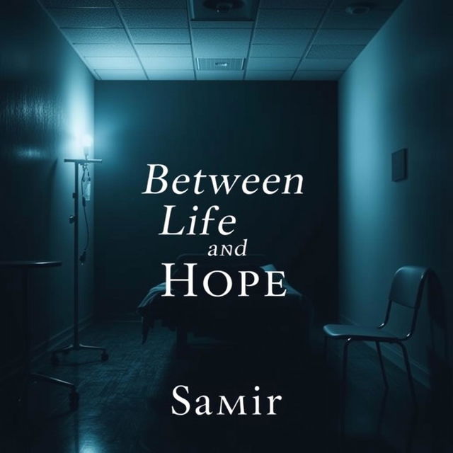 A heart-wrenching book cover set in a dimly lit hospital room, with an unoccupied bed symbolizing uncertainty and reflection