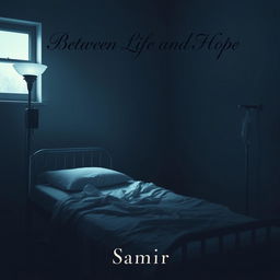 A melancholic book cover featuring an empty hospital bed in a dim room, symbolizing a journey between despair and hope