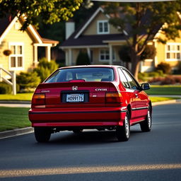 A 1993 Honda Civic gliding down a suburban street