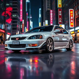 A Honda Civic EK9 showcased in a dynamic street setting