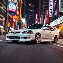 A Honda Civic EK9 showcased in a dynamic street setting