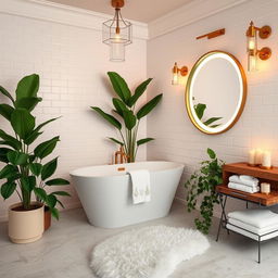 A beautifully decorated bathroom featuring elegant, modern design elements