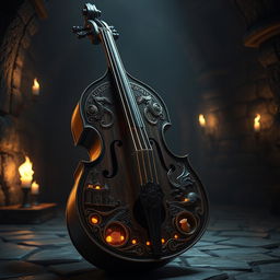 A unique and imaginative design of a bass cello inspired by Dungeons & Dragons