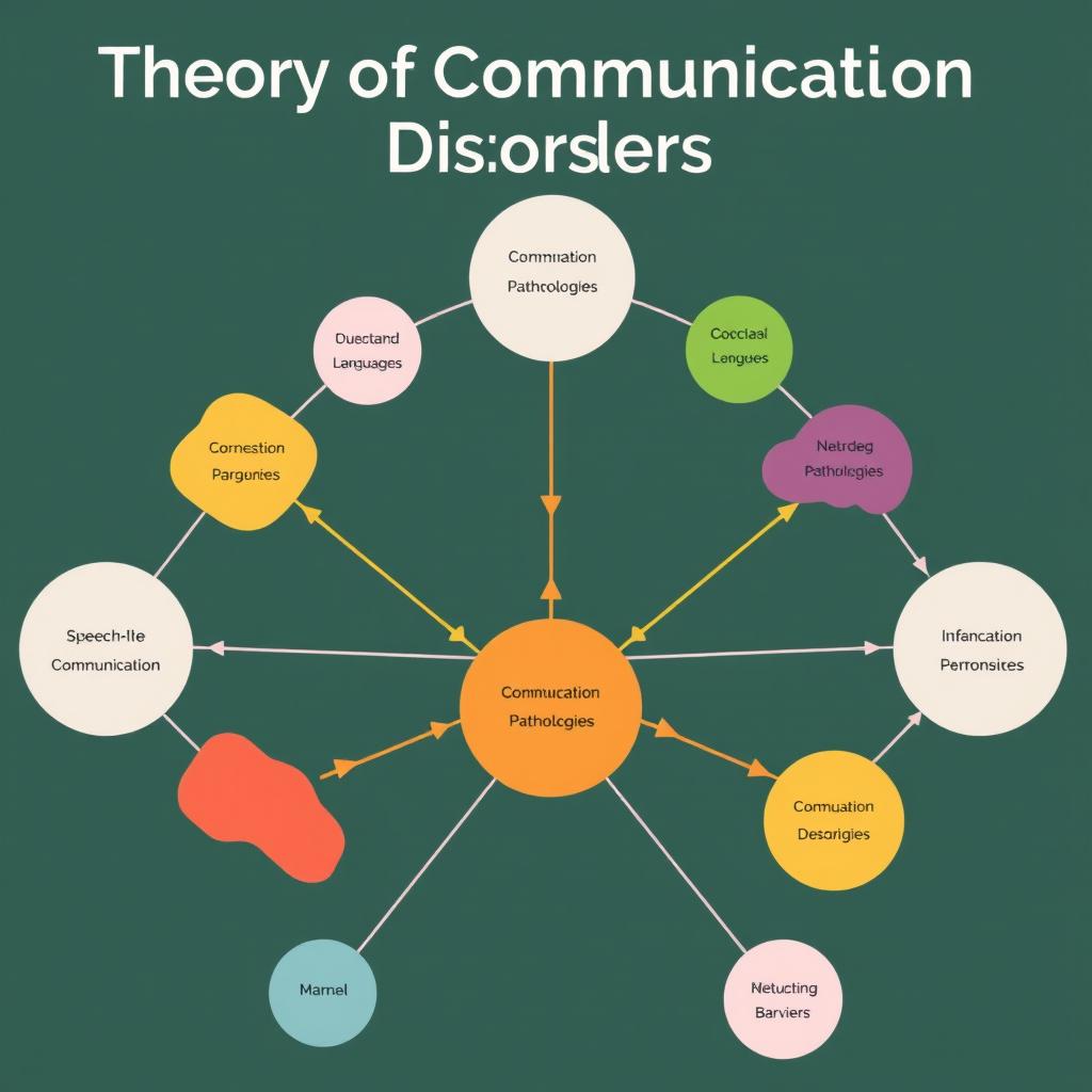 A visual representation of the theory of communication disorders, depicted as a conceptual diagram with interconnected nodes