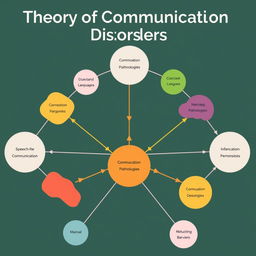 A visual representation of the theory of communication disorders, depicted as a conceptual diagram with interconnected nodes