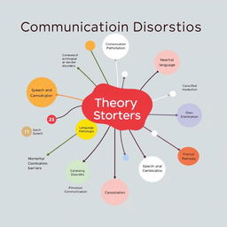 A visual representation of the theory of communication disorders, depicted as a conceptual diagram with interconnected nodes