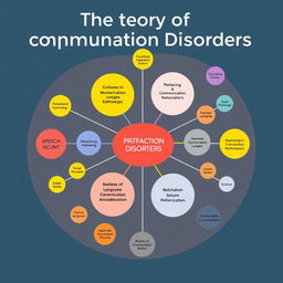 A visual representation of the theory of communication disorders, depicted as a conceptual diagram with interconnected nodes