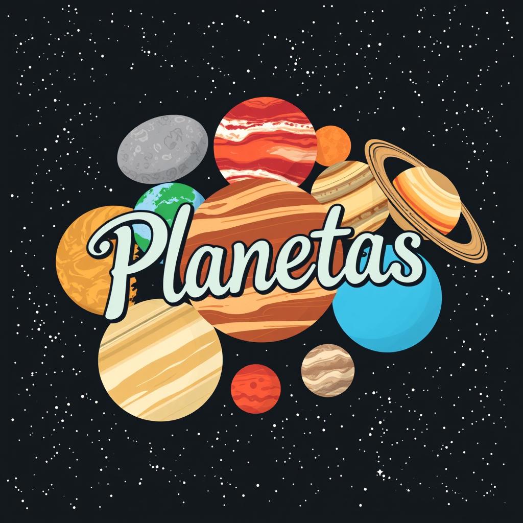 An artistic illustration featuring all the planets of our solar system, arranged beautifully in space