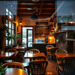 A warm and inviting cozy cafe interior