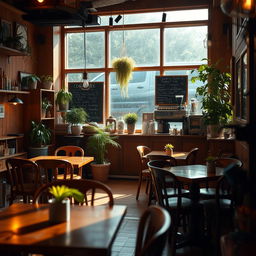 A warm and inviting cozy cafe interior