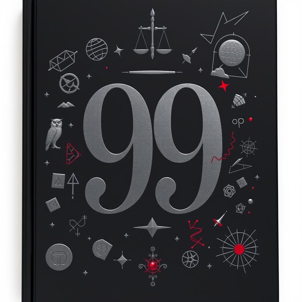 A captivating book cover featuring a large '99' as the central focus, prominently in the middle, set against a predominantly black background that creates a deep and mysterious atmosphere