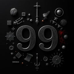 A captivating book cover featuring a large '99' as the central focus, prominently in the middle, set against a predominantly black background that creates a deep and mysterious atmosphere