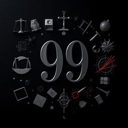 A captivating book cover featuring a large '99' as the central focus, prominently in the middle, set against a predominantly black background that creates a deep and mysterious atmosphere