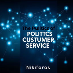 The book cover for "The Politics of Customer Service" by Nikiforos features a modern and sleek design with interconnected nodes symbolizing connectivity and networks