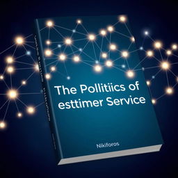 The book cover for "The Politics of Customer Service" by Nikiforos features a modern and sleek design with interconnected nodes symbolizing connectivity and networks