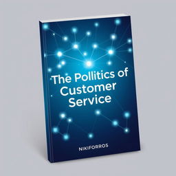 The book cover for "The Politics of Customer Service" by Nikiforos features a modern and sleek design with interconnected nodes symbolizing connectivity and networks