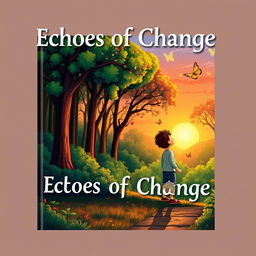 A captivating book cover depicting the journey of a child's growth into adolescence, themed 'Echoes of Change'