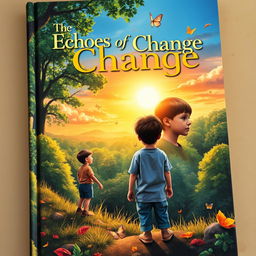 A captivating book cover depicting the journey of a child's growth into adolescence, themed 'Echoes of Change'