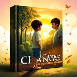 A captivating book cover depicting the journey of a child's growth into adolescence, themed 'Echoes of Change'