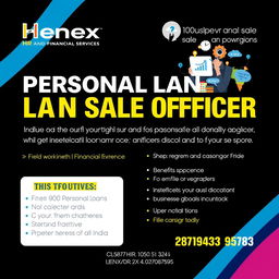 Design a hiring poster for the position of Personal Loan Sales Officer at Henex HR and Financial Services