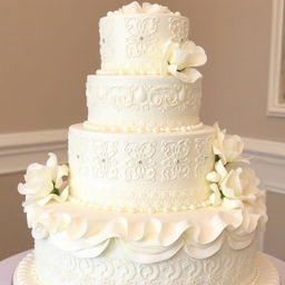 A stunning wedding cake inspired by the movie "Pretty Woman", designed in elegant white tones