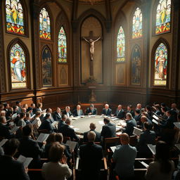 A Brazilian Christian church with a political assembly taking place inside