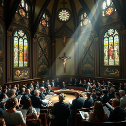 A Brazilian Christian church with a political assembly taking place inside