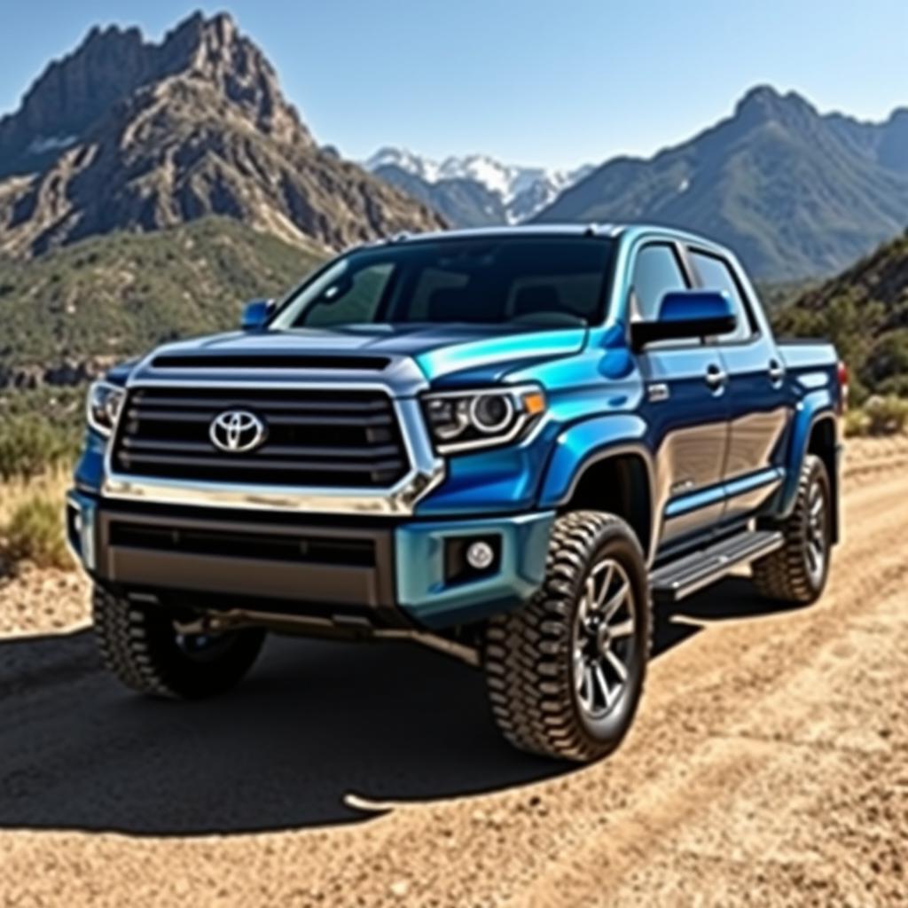 A custom vehicle design featuring the body of a Toyota Tundra pickup truck combined with the front of a Lexus LX470