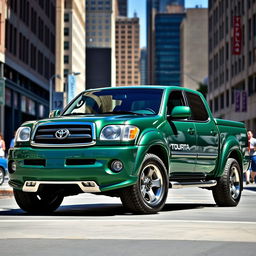 A customized 2005 Toyota Tundra pickup truck featuring the front design of a Lexus LX470