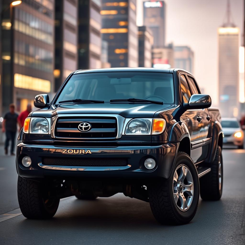 A customized 2005 Toyota Tundra pickup truck featuring the entire front end of a Lexus LX470