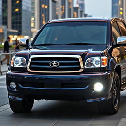 A customized 2005 Toyota Tundra pickup truck featuring the entire front end of a Lexus LX470