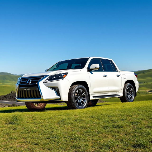 A creative concept vehicle: a Lexus LX470 reimagined as a pickup truck