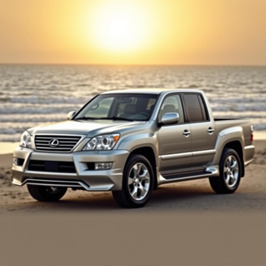 A creative concept vehicle: a 2005 Lexus LX470 reimagined as a pickup truck