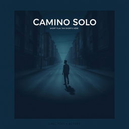 Create a movie poster for a short film titled "Camino Solo" featuring a lonely protagonist