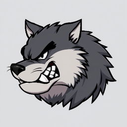 A 64x64 pixel art depiction of an angry, fat wolf's head in profile, designed in a cartoonish style