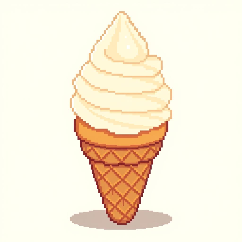 A delightful pixel art of a vanilla ice cream cone