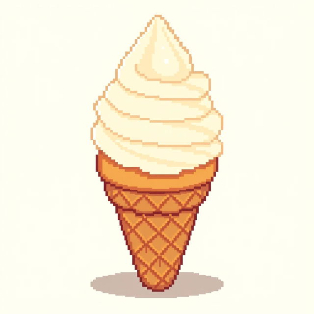 A delightful pixel art of a vanilla ice cream cone