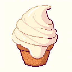 A delightful pixel art of a vanilla ice cream cone