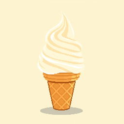 A delightful pixel art of a vanilla ice cream cone