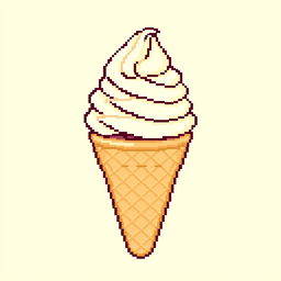 A delightful pixel art of a vanilla ice cream cone