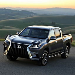 A conceptual pickup truck based on the 2007 Lexus LX470, combining luxury and practicality