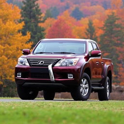 A distinctive pickup truck concept featuring the front design of a 2000-2005 Lexus LX470