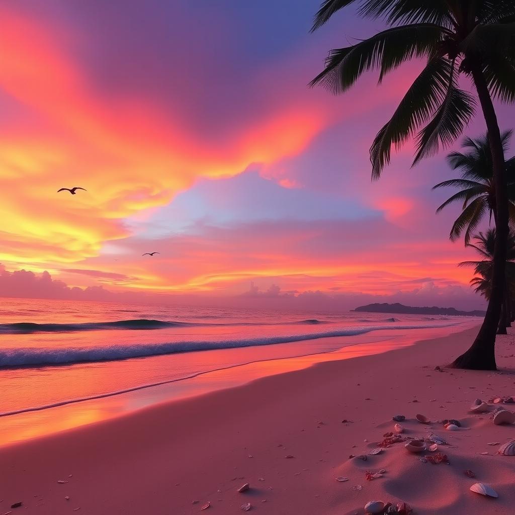 Imagine a beautiful sunset over a serene beach