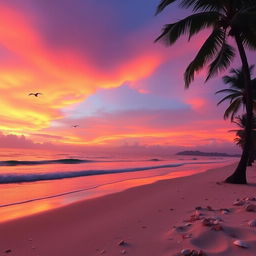 Imagine a beautiful sunset over a serene beach